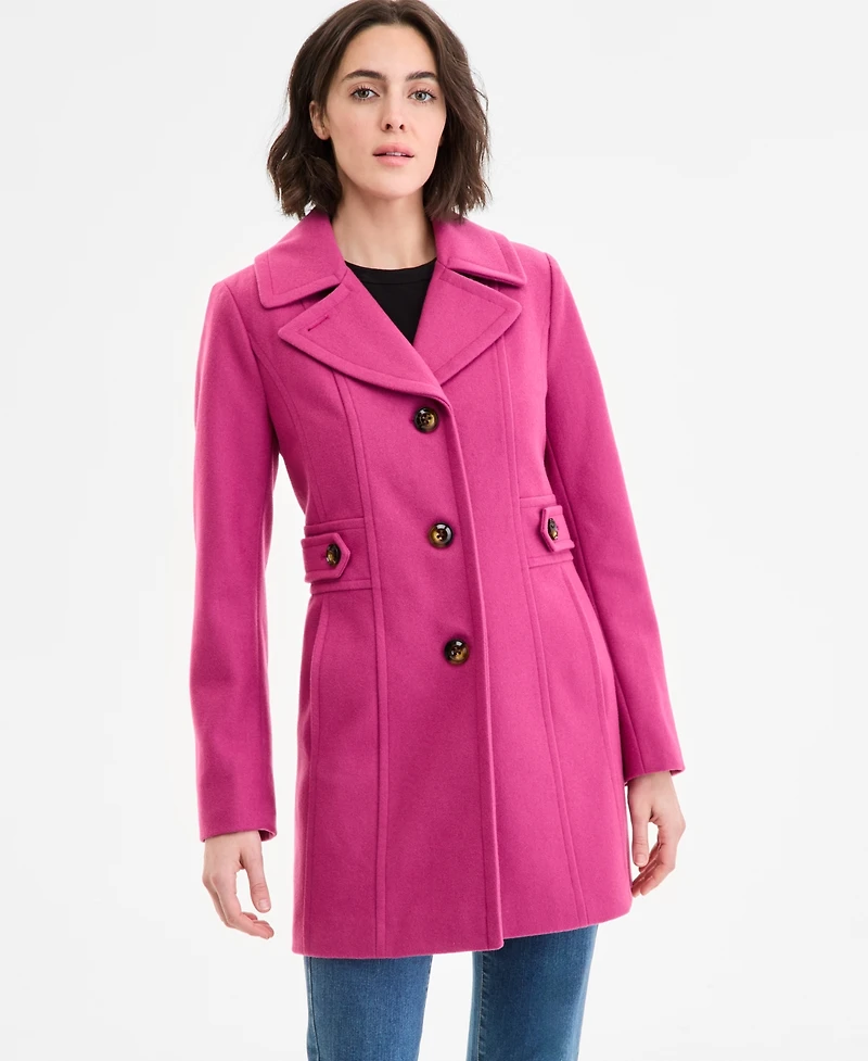 Anne Klein Women's Single-Breasted Notched-Collar Peacoat