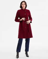 Anne Klein Women's Asymmetric Button-Front Belted Coat