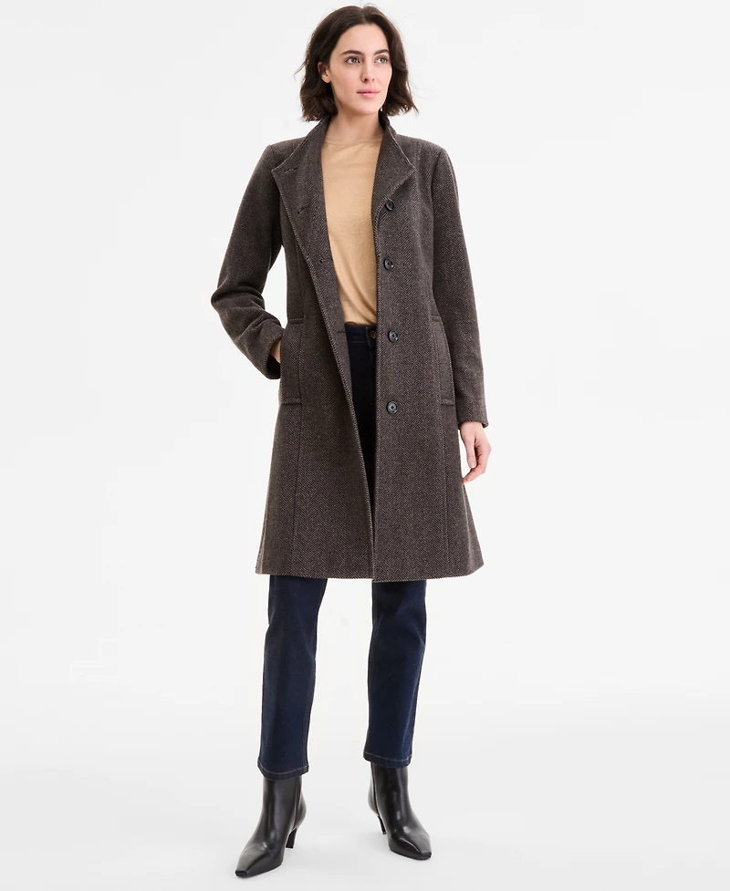 Anne Klein Women's Asymmetric Button-Front Belted Coat