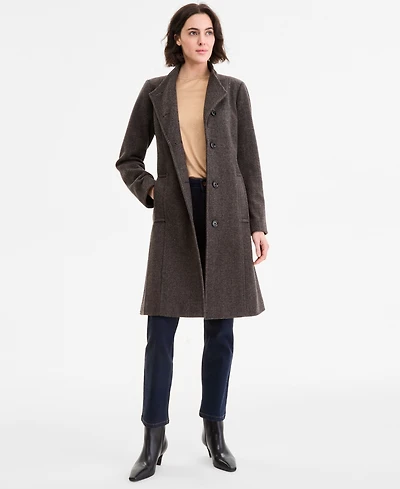 Anne Klein Women's Asymmetric Button-Front Belted Coat