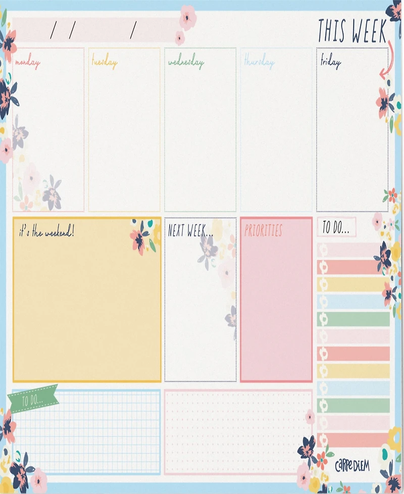 Pukka Pads Weekly Ditzy Floral Planner Pad, Pack 6