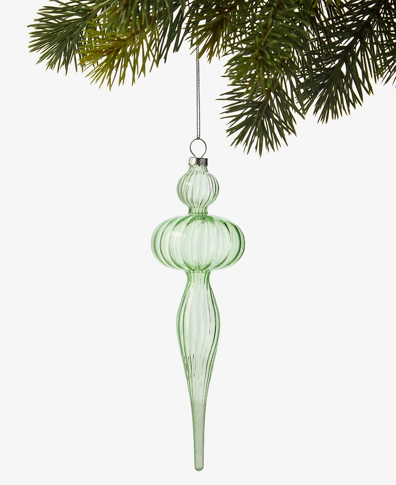 Holiday Lane Pastel Shine Green Glass Finial Drop Ornament, Macy's Exclusive
