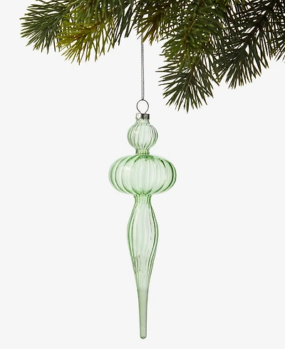 Holiday Lane Pastel Shine Green Glass Finial Drop Ornament, Macy's Exclusive