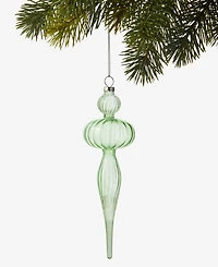 Holiday Lane Pastel Shine Green Glass Finial Drop Ornament, Macy's Exclusive