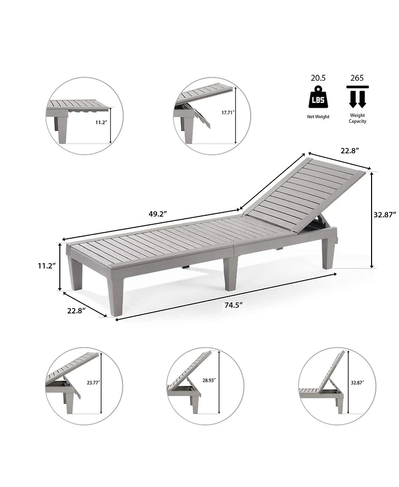 Adjustable & Waterproof Outdoor Patio Chaise Lounge Chairs - 1-Count