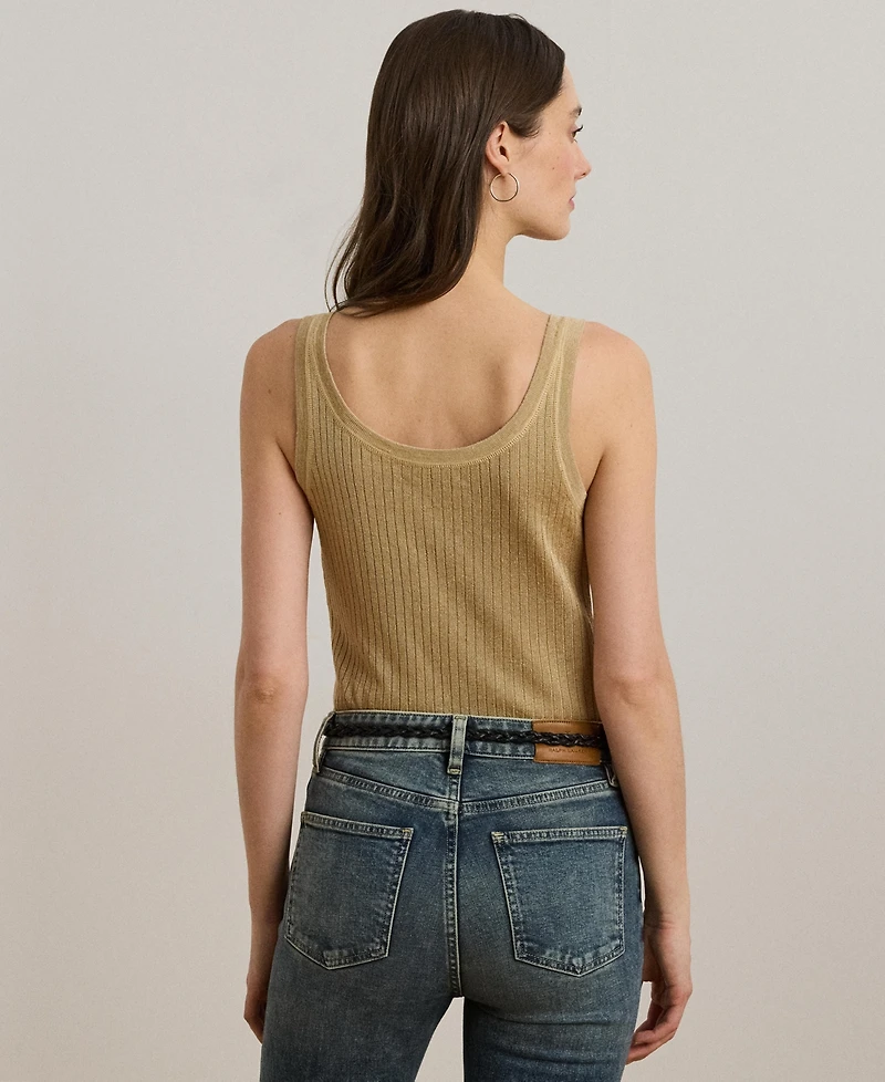 Lauren Ralph Women's Rib-Knit Linen-Blend Sweater Tank Top