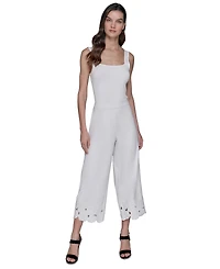 Karl Lagerfeld Paris Women's Floral-Hem Pull-On Pants