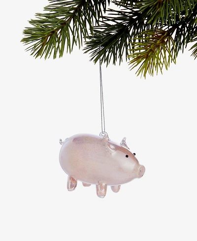 Holiday Lane Pastel Shine Pink Glitter Pig Ornament, Macy's Exclusive