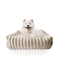 Elle Decor Square Plush Pet Cuddler Bed, Stylish and Comfortable Bedding for Dogs Cats