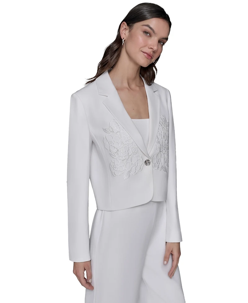 Karl Lagerfeld Paris Women's Cropped Embroidered Blazer
