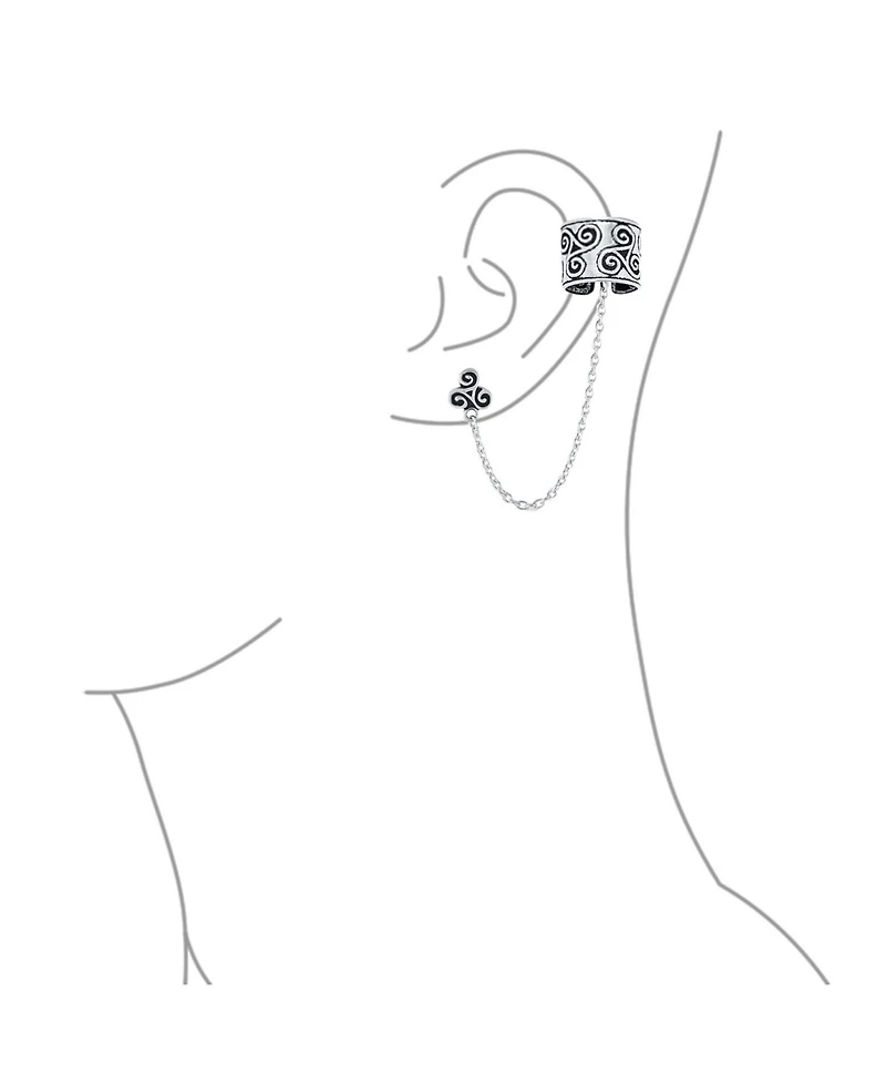 Bling Jewelry Set of 2 Celtic Viking Ear Cuff Cartilage Swirl Trinity Triskele Wrap Earrings