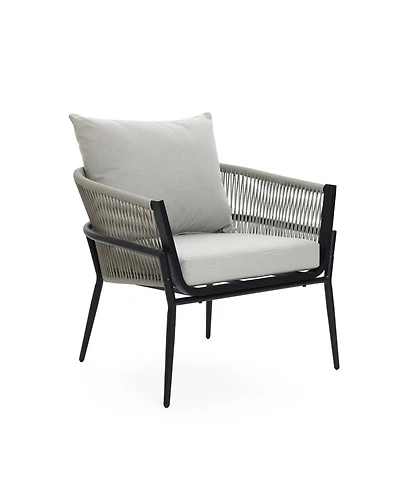 LuxenHome Outdoor Aluminum with Pe Rope Armchair with Cushions