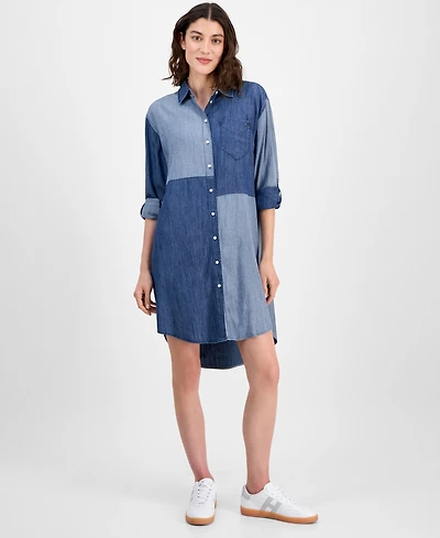 Tommy Hilfiger Women's Chambray Patchwork Shirtdress