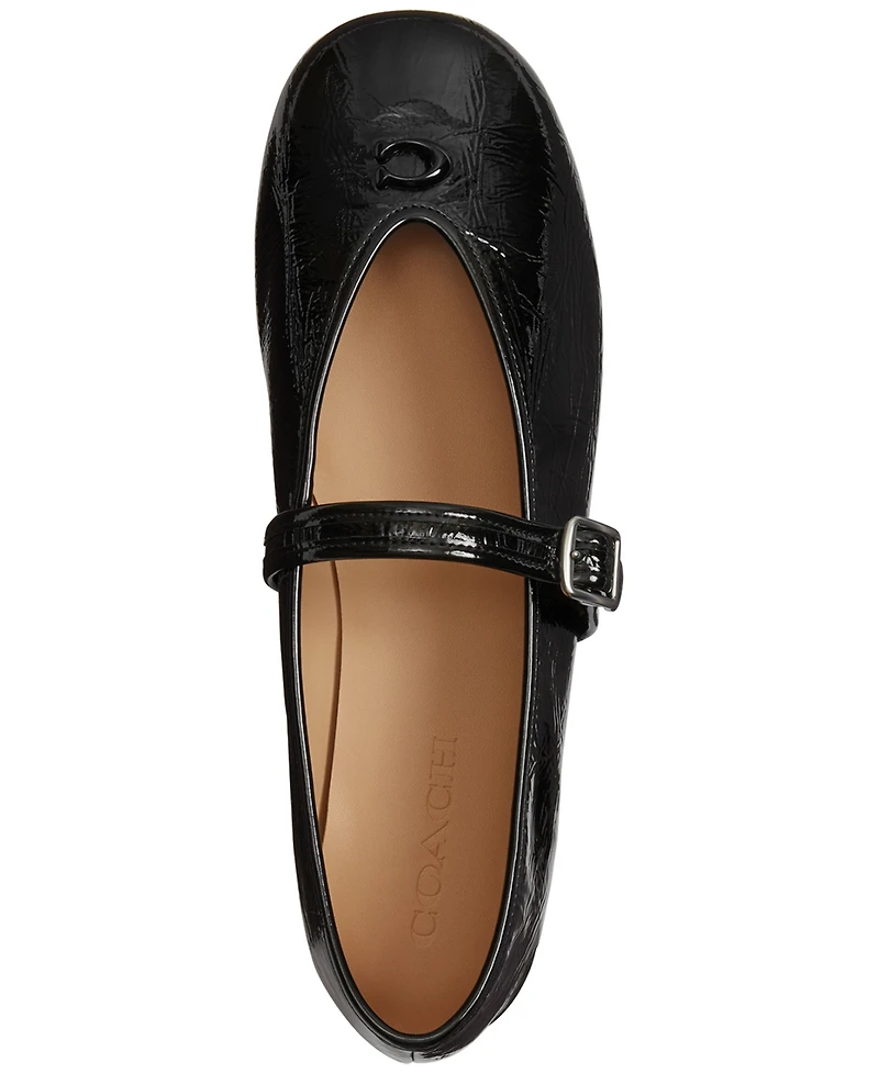 Coach Women's Sculpted C Crinkle Patent Leather Soft Mary Jane Flats