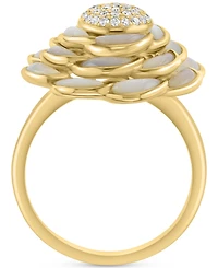 Effy Mother of Pearl & Diamond (1/5 ct. t.w.) Flower Statement Ring in 14k Gold
