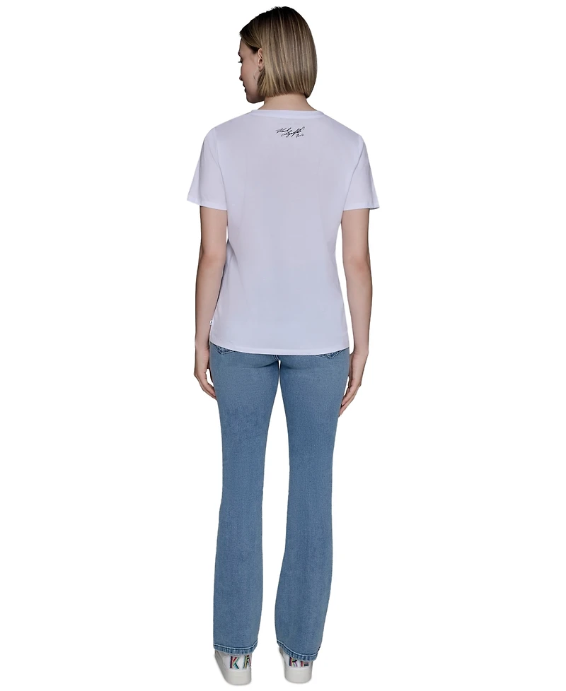 Karl Lagerfeld Paris Women's Embroidered Graphic T-Shirt