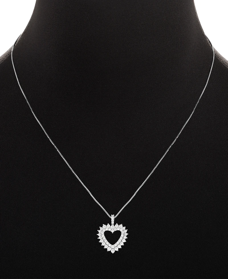 Giani Bernini Cubic Zirconia Cluster Heart Pendant Necklace in Sterling Silver, 18" + 2" extender, Exclusively at Macy's