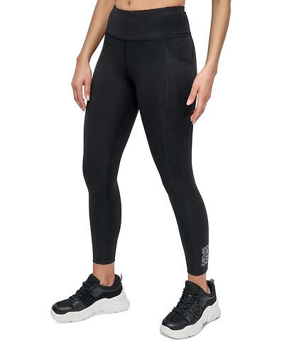 Dkny Sport Women's Rhinestone-Logo High-Rise 7/8 Leggings