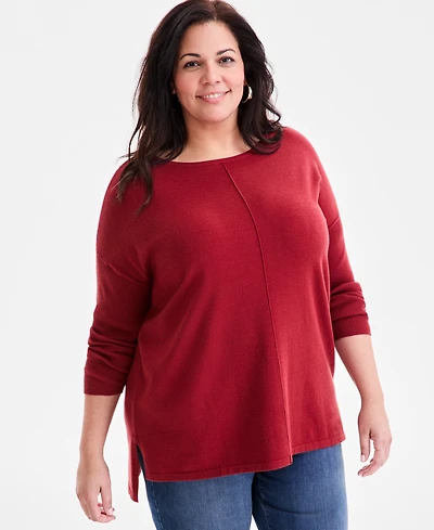 Style & Co Plus Size Knit Seam-Front Tunic Top, Macy's Exclusive
