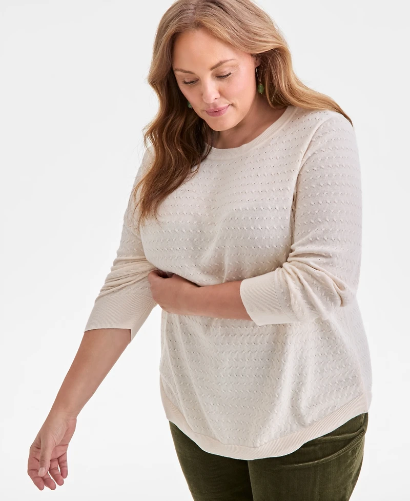 Style & Co Plus Solid Crewneck Sweater, Macy's Exclusive