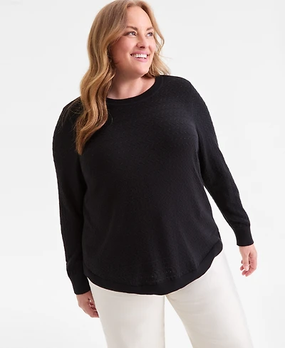 Style & Co Plus Solid Crewneck Sweater, Macy's Exclusive