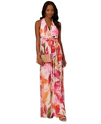 Adrianna Papell Women's Floral Chiffon V-Neck Gown