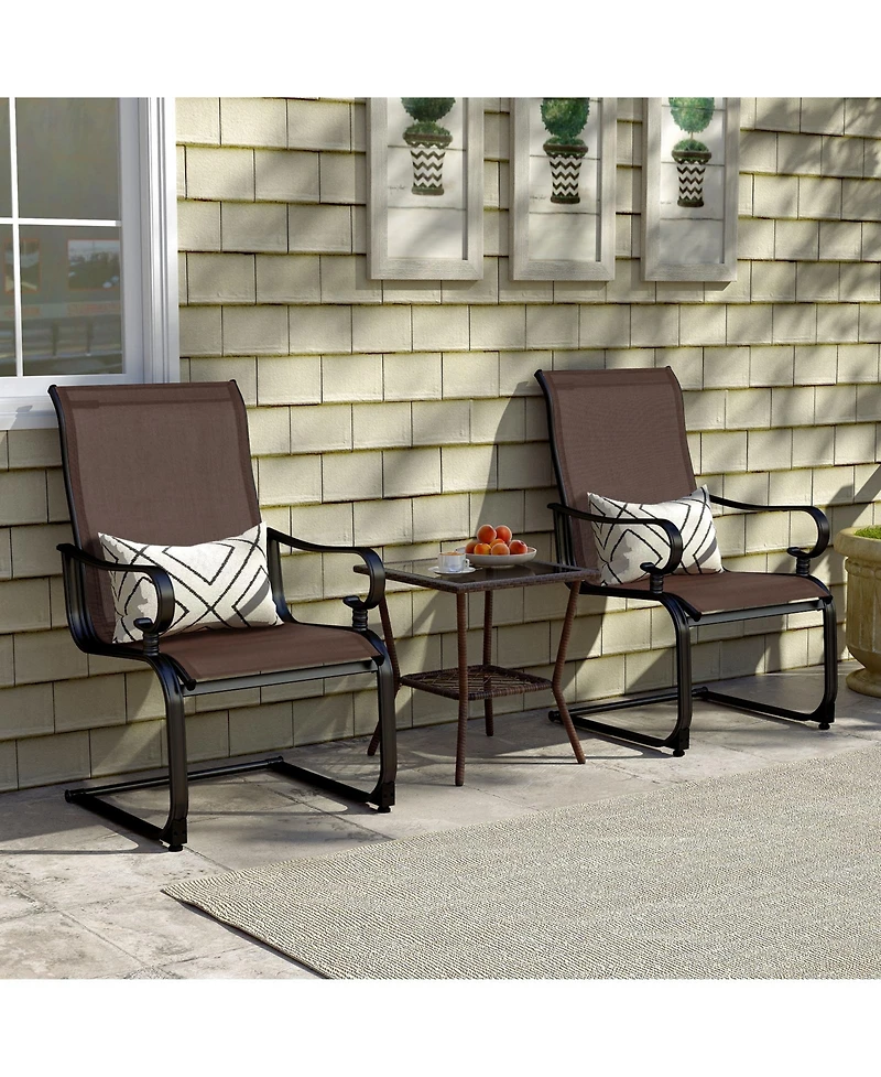 Set of 2 Patio Chairs with Quick-drying and Breathable Fabric for Backyard