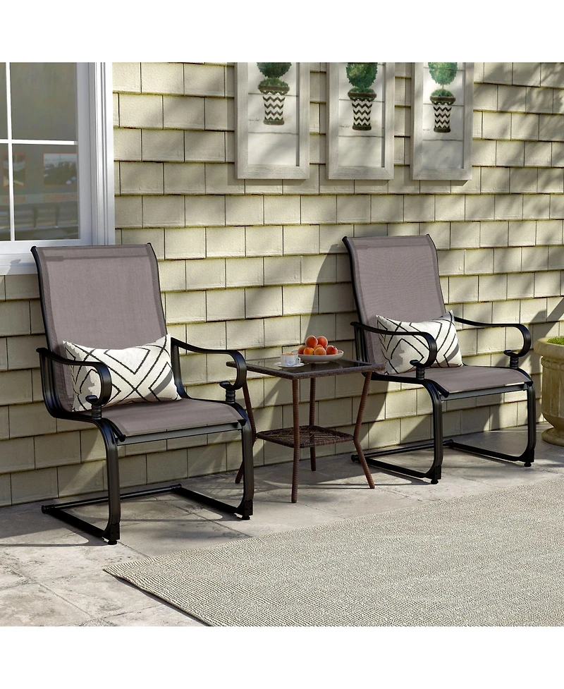 Set of 2 Patio Chairs with Quick-drying and Breathable Fabric for Backyard