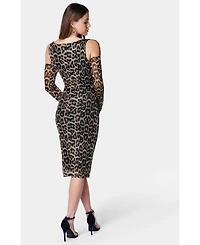 Bebe Women's Mesh Dress With Faux Gloves