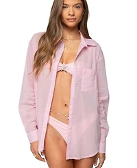 Edikted Women's Kellen Oversized Cotton Button Up Shirt