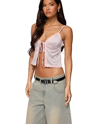 Edikted Women's Backless Satin Effect Polka Dot Top
