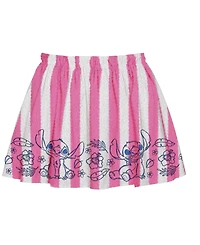 Disney Toddler and Little Girls 2-Piece Stitch Embroidered Stripe Top Skirt Set