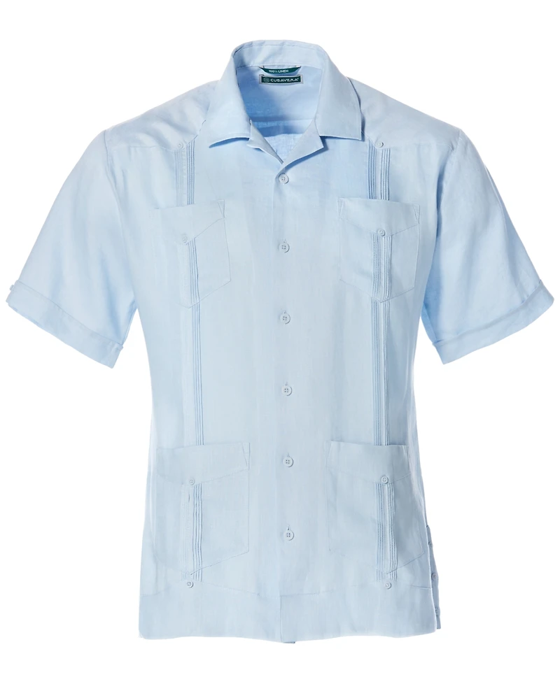 Cubavera Men's 100% Linen Short Sleeve 4 Pocket Guayabera Shirt