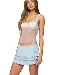 Edikted Women's Dotted Sheer Mesh Top
