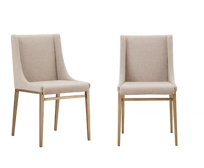 Set of 2 Brass Contemporary Dining Chairs for Modern Kitchen or Dining Room
