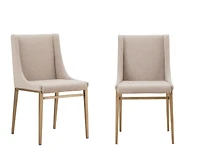 Set of 2 Brass Contemporary Dining Chairs for Modern Kitchen or Dining Room