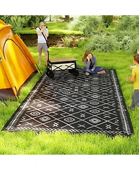 Outsunny Outdoor Rug, 9' x 18' Floor Mat, Rhombus