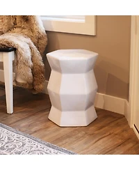 Moderno Geometric Ceramic Decorative Garden Stool - 17.25"