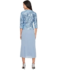 Alex Evenings Women's Sequined Jacket & Chiffon Midi Dress