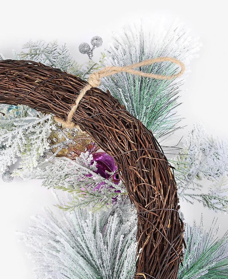 Holiday Lane Whimsy Silver Wreath With Colorful Ornaments, Macy's Exclusive