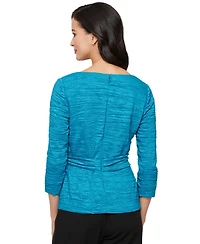 Alex Evenings Women's Square-Neck Tie-Waist Taffeta Blouse
