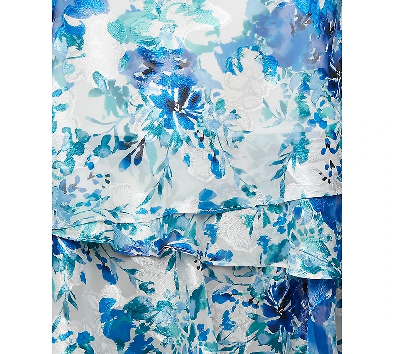 Alex Evenings Plus Printed Chiffon 3/4-Sleeve Blouse