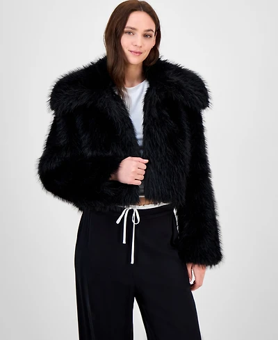 Maralyn & Me Juniors' Cropped Faux-Fur Coat
