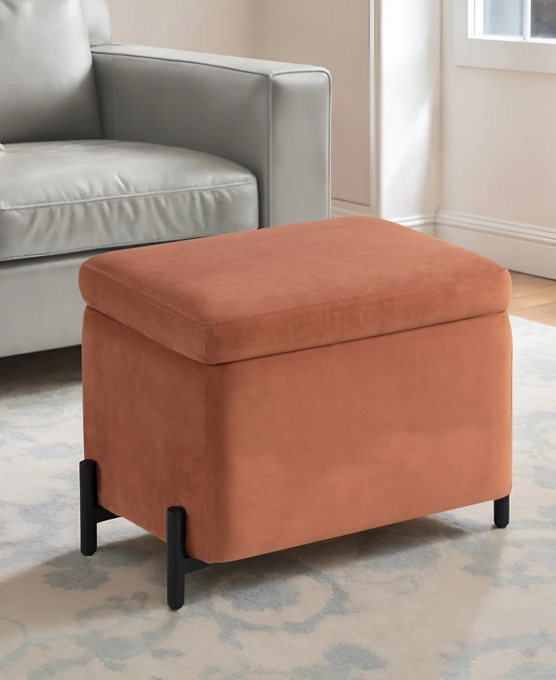 Lifestyle Solutions 24" Velvet Kyoto Small Storage Ottoman