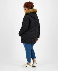 Maralyn & Me Juniors' Plus Faux-Fur Hooded Puffer Coat