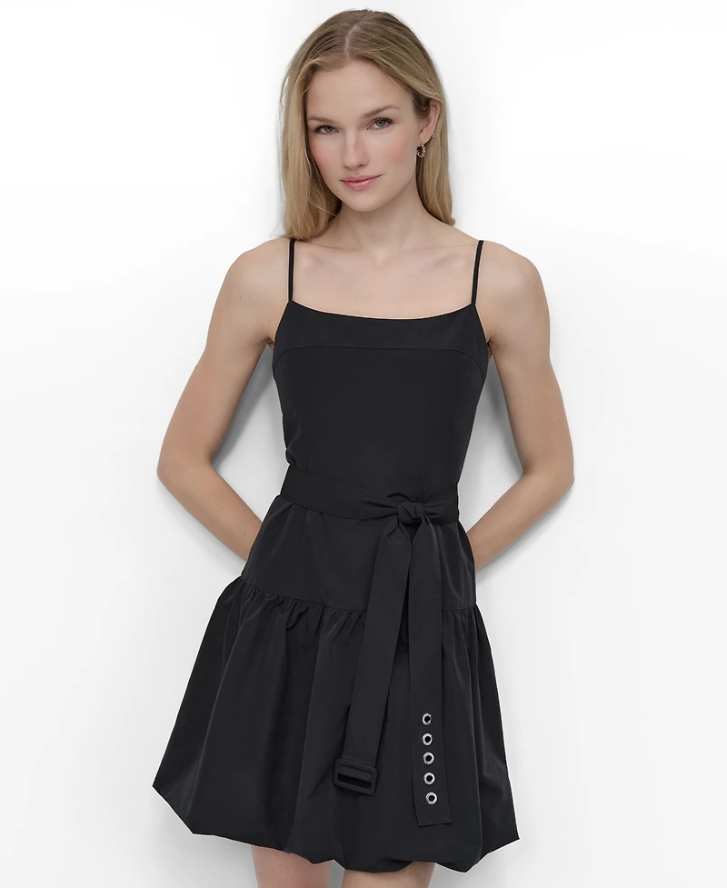 Dkny Women's Sleeveless Belted Bubble-Hem Dress