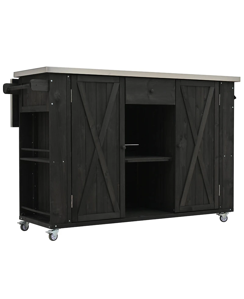 Mondawe Outdoor Kitchen Island Fir Wood with Stainless Steel Top