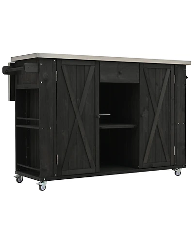 Mondawe Outdoor Kitchen Island Fir Wood with Stainless Steel Top