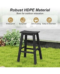 29" Patio Bar Stool Set of 2 with Curved Seat & Footrests for Backyard Outdoor