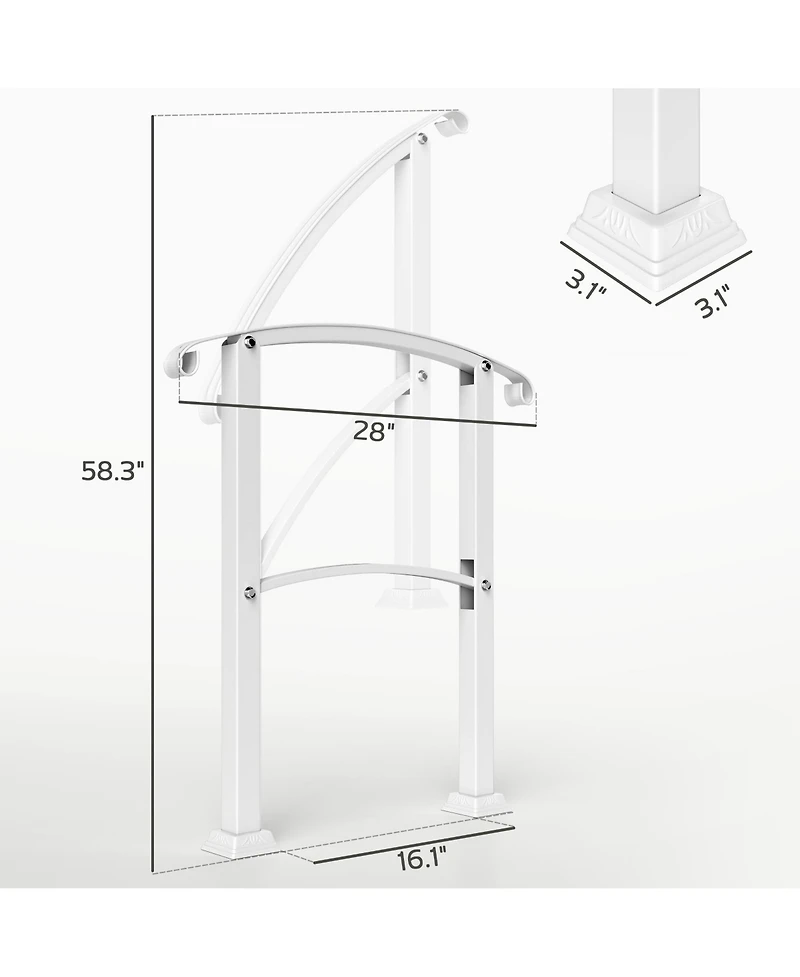 Outsunny 1-3 Step Handrails for Outdoor Steps, Metal Deck Railing,